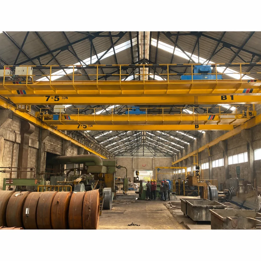 Two installed double-girder bridge cranes with top-running hoist trolleys