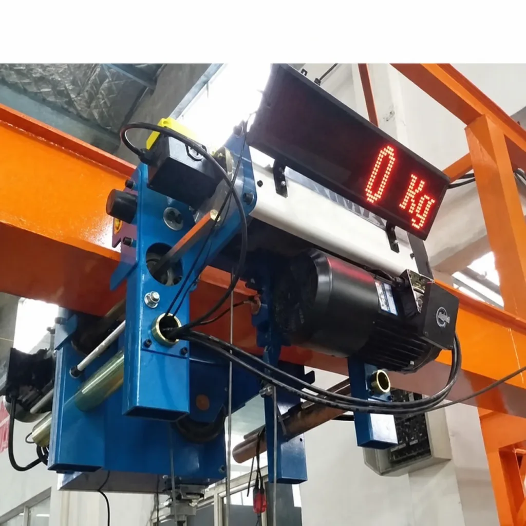 Load display installed beside a wire-rope hoist
