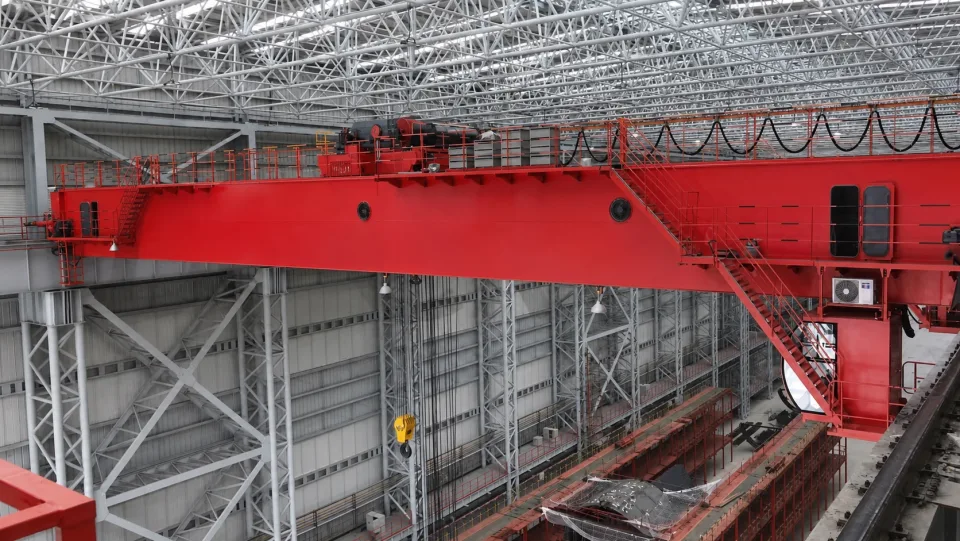 Two single-girder overhead cranes supported by elevated runways