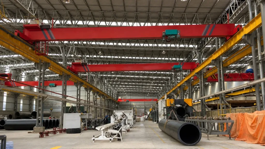 Overhead crane covering a production bay