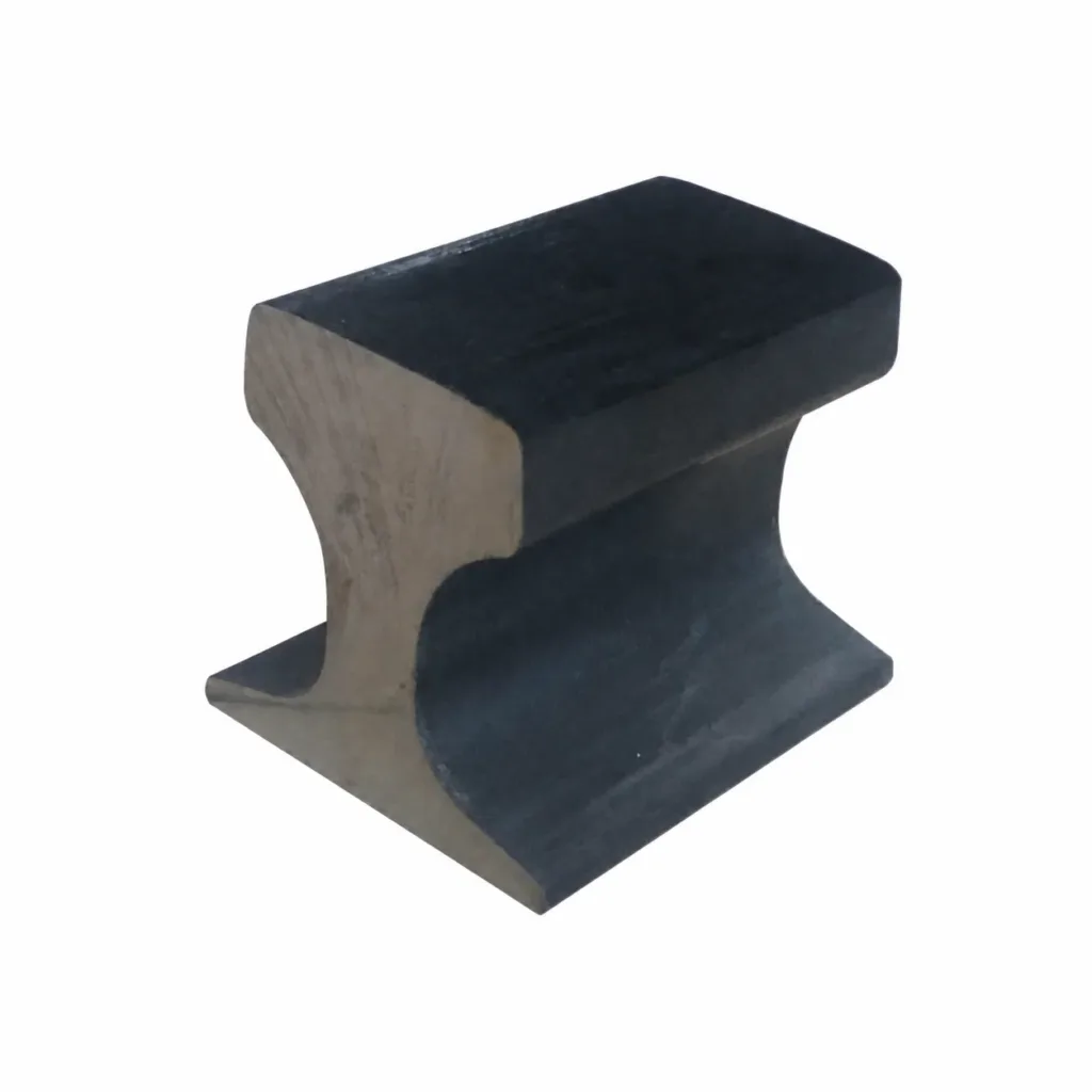 QU-series crane rail sample showing a broad head and thick web